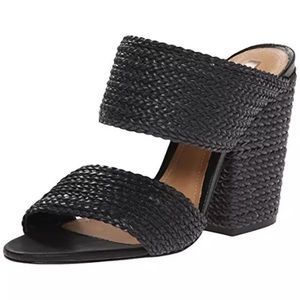 Schutz 1628 Emyly Black Leather Braided Sandals